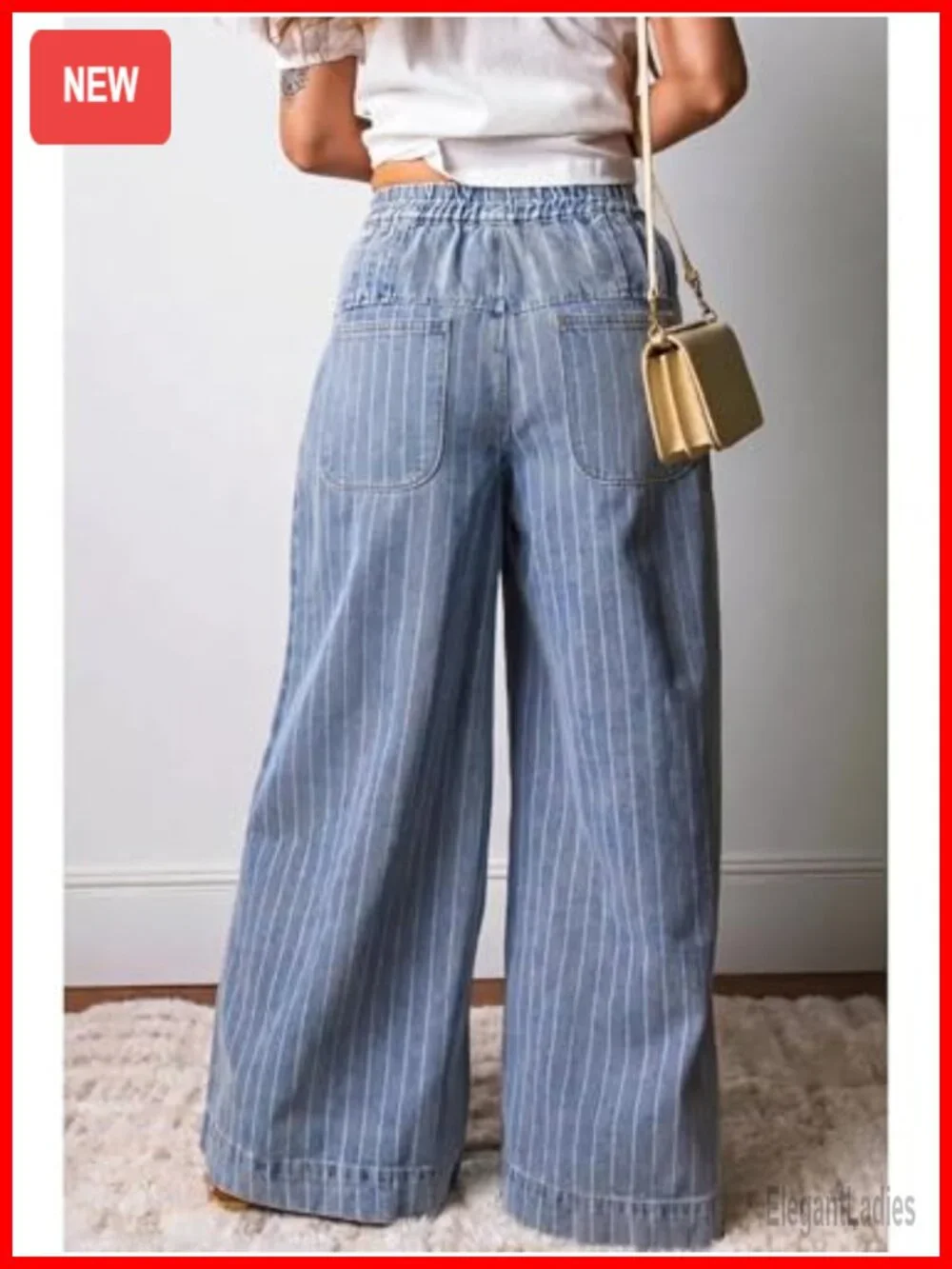 Baggy Wide Leg Denim Jeans with Drawstring Waist Ruffle Pleated Flare Pants